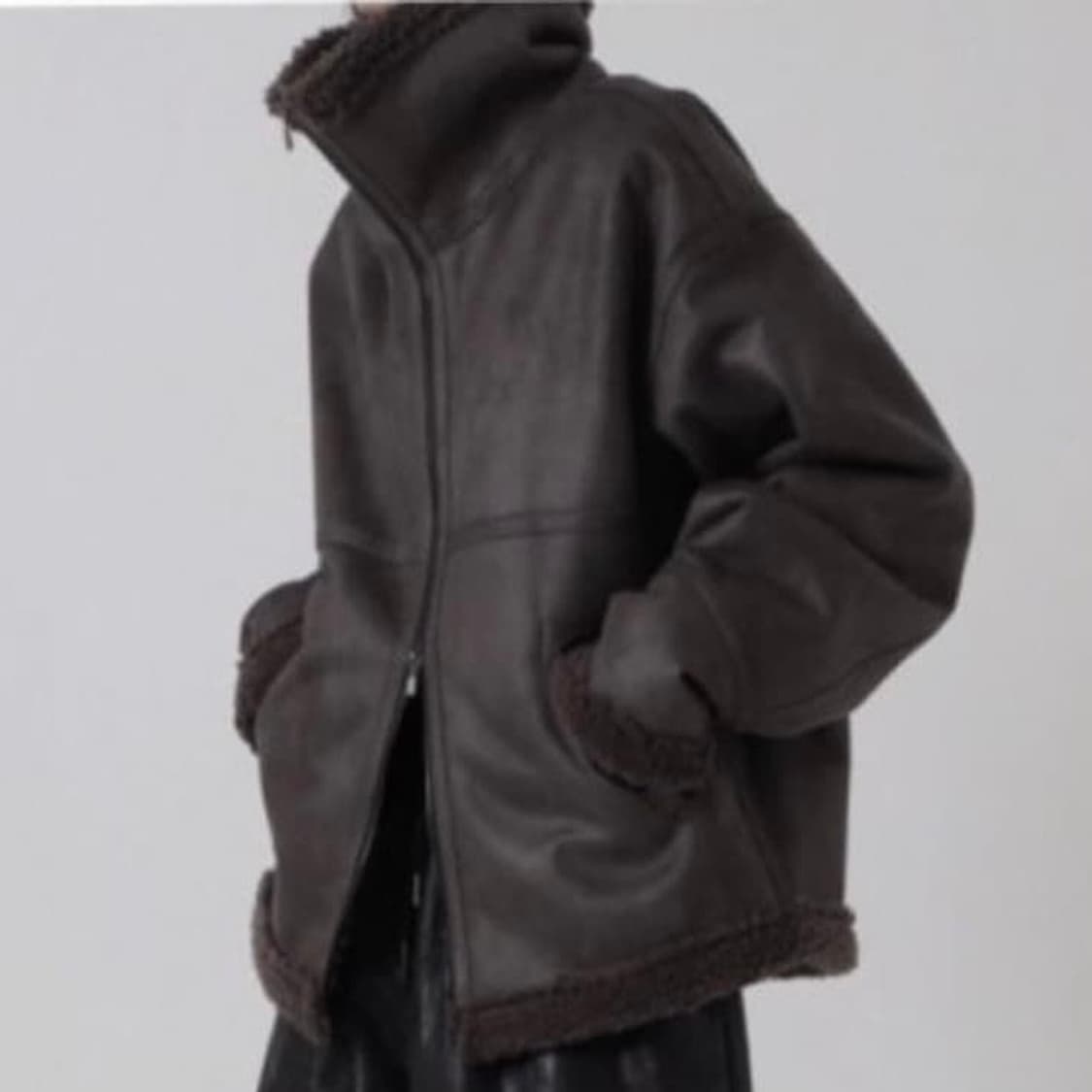 트리밍버드 하이넥 집업 무스탕 상품이미지2