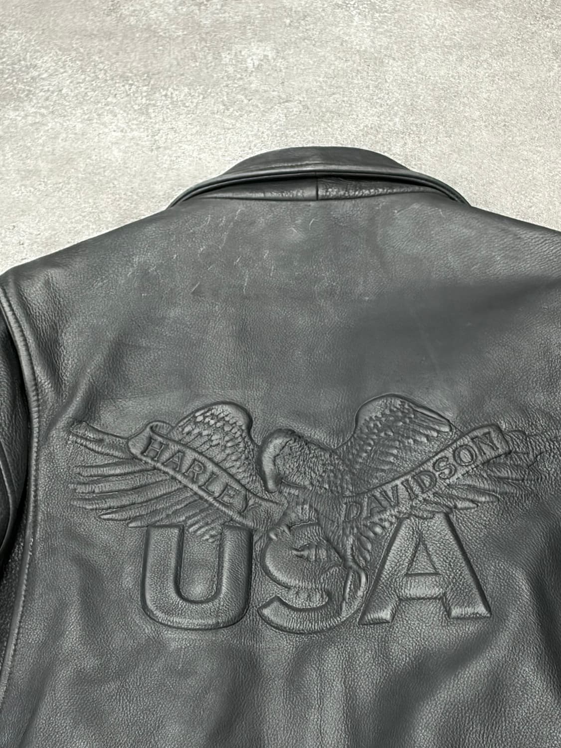 90s 할리데이비슨 블랙 페이크 가죽 자켓 USA 프린팅 상품이미지3