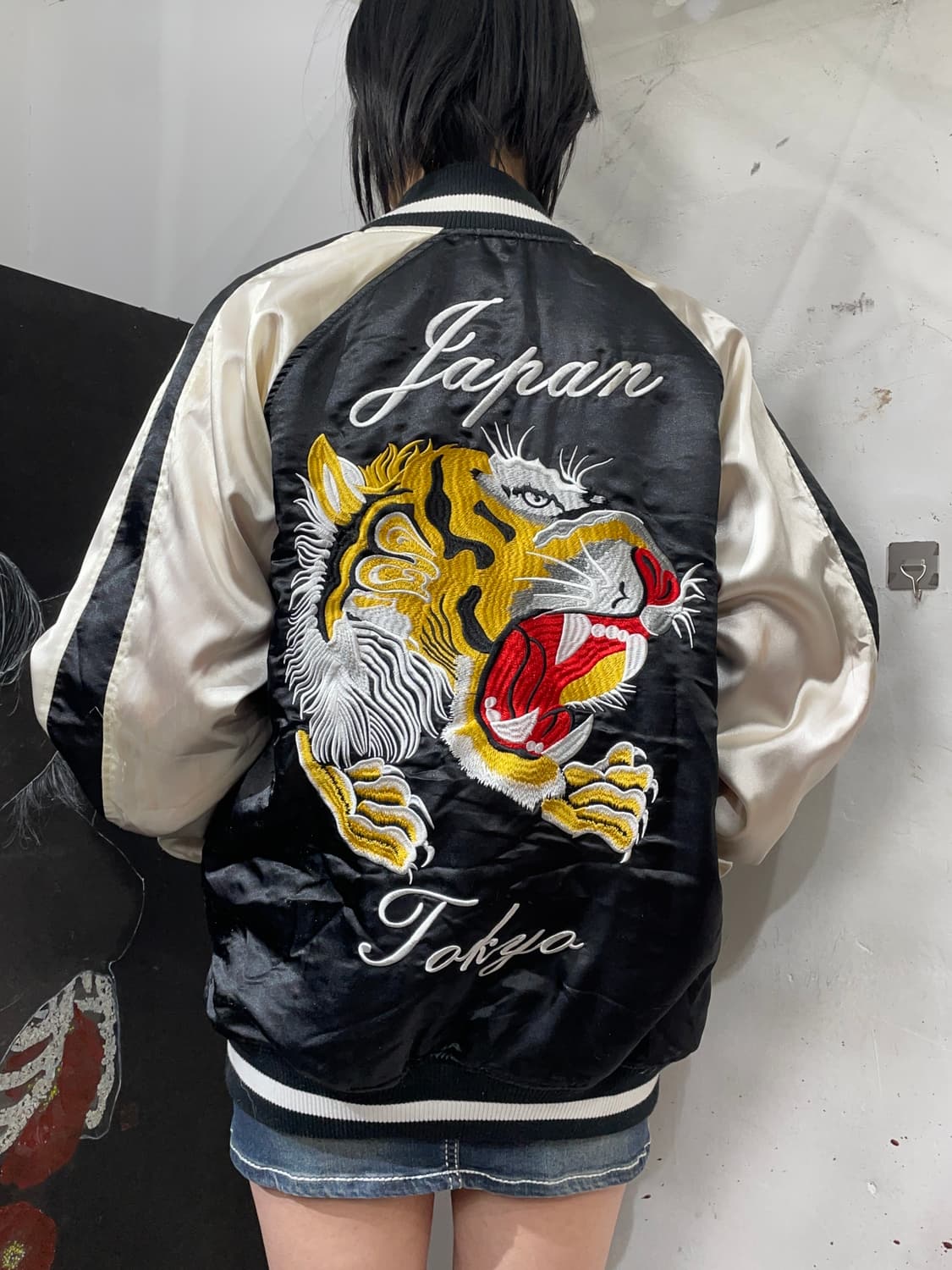 빈티지 Japan 호랑이 자수 스카잔 오버핏 스카쟌 L 상품이미지4