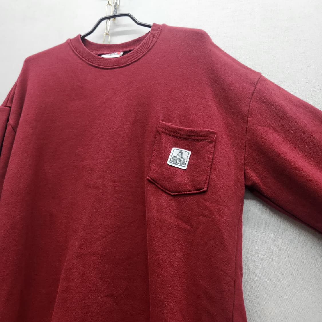 벤 데이비스 원포켓 로고 버건디 맨투맨 L 상품이미지2