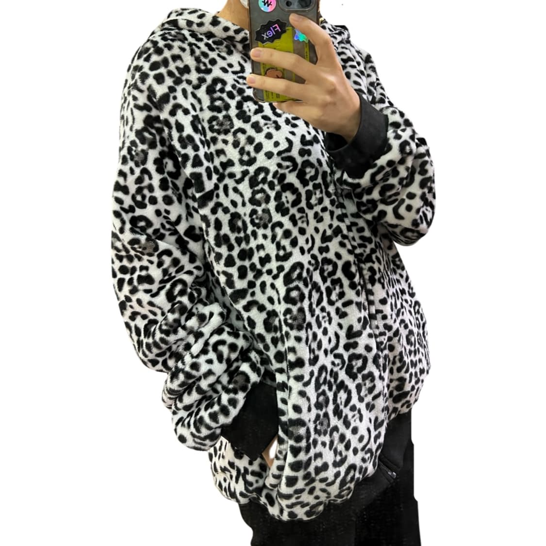 레오파트 퍼 후드집업 상품이미지3