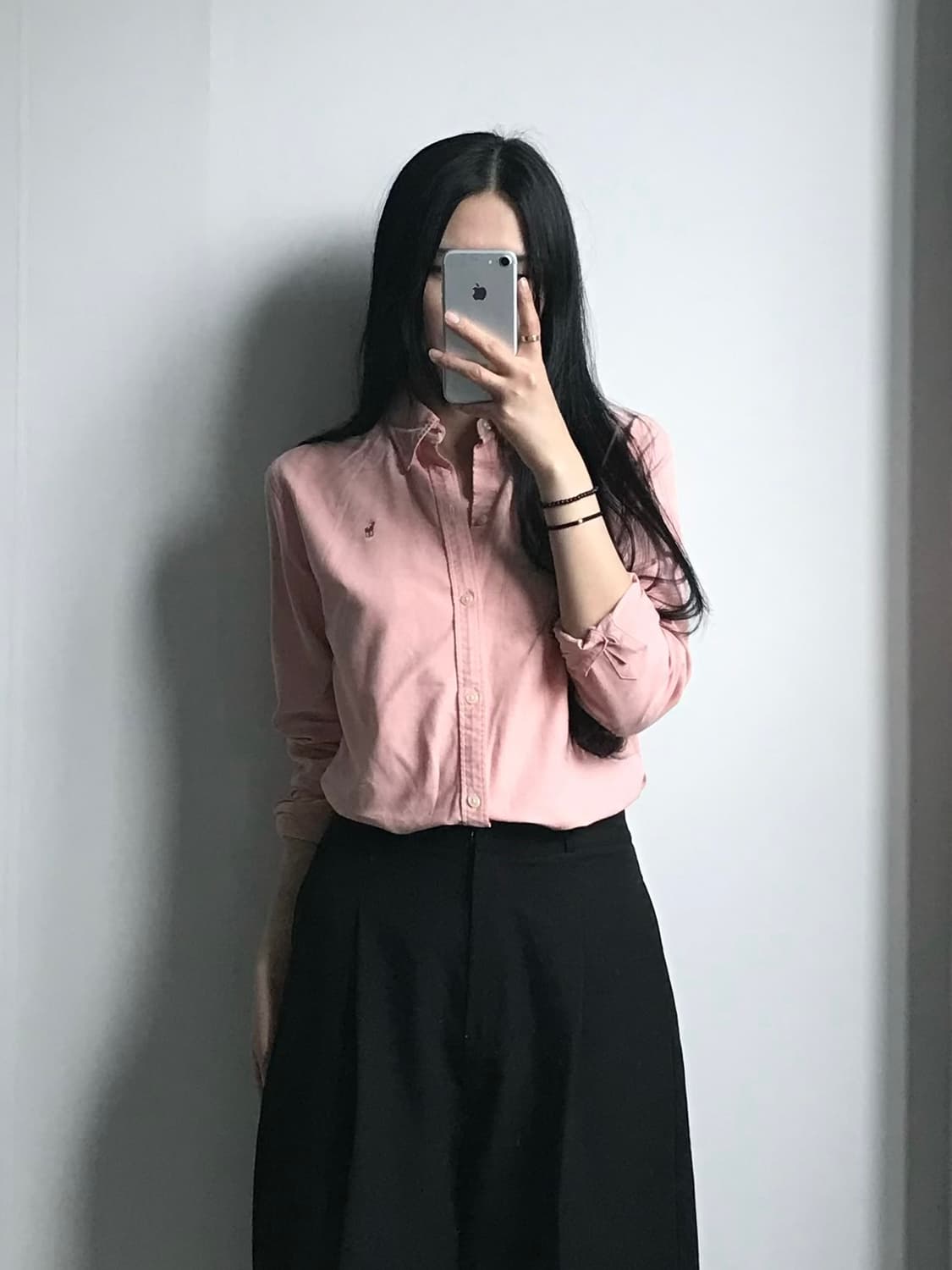 폴로 랄프로렌 자수로고 핑크 옥스포드 셔츠 상품이미지1