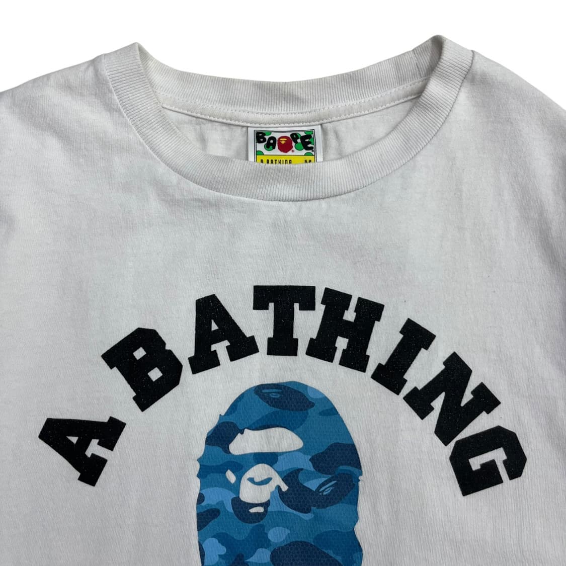 베이프 블루 사루 프린팅 화이트 반팔 M 상품이미지4