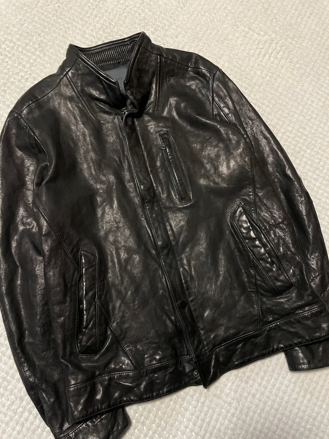 AND Z 웨스턴 무드 램스킨 양가죽 바이커 절개 레더 자켓 상품이미지8