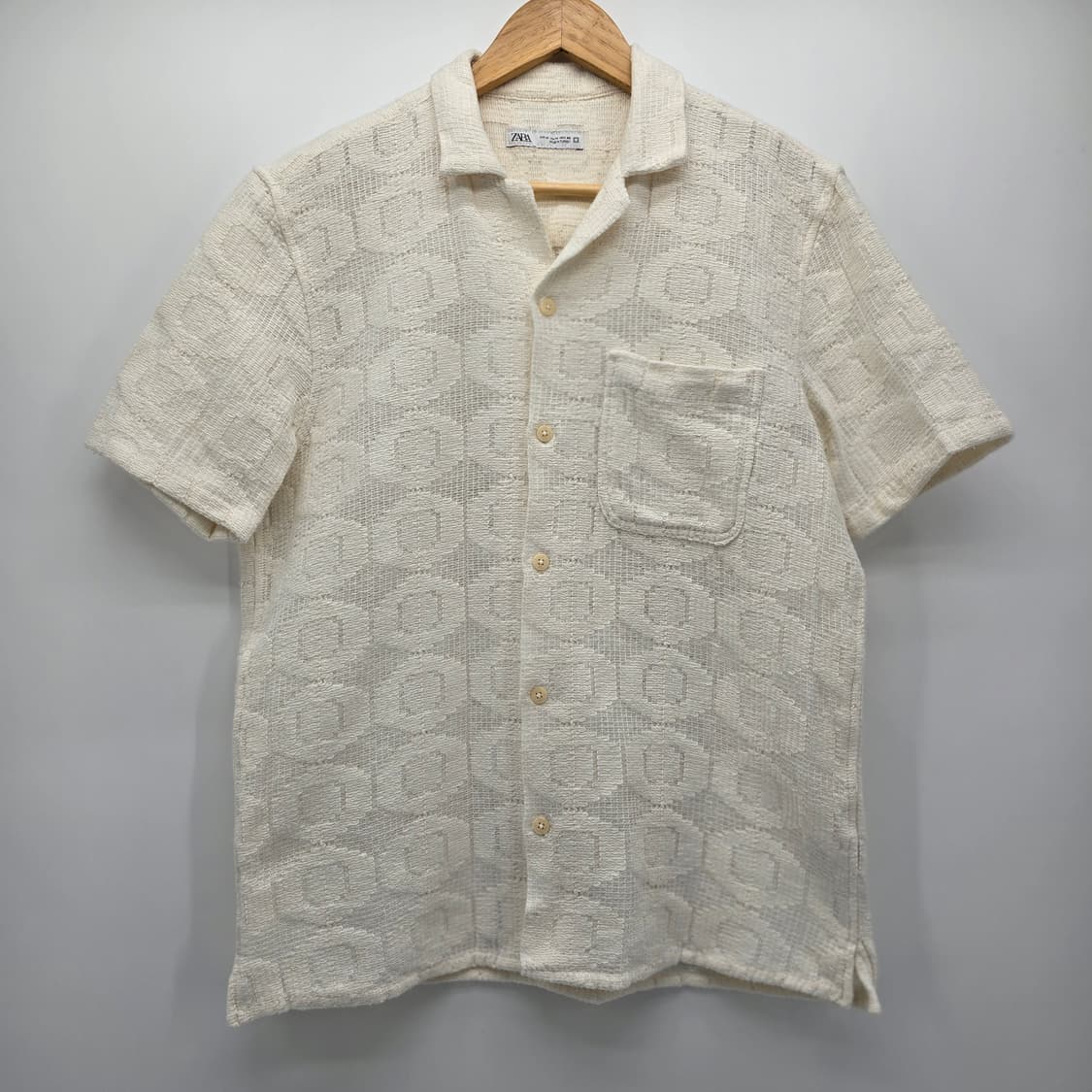 자라 아이보리 반팔 텍스처 셔츠 [D30457] 상품이미지9