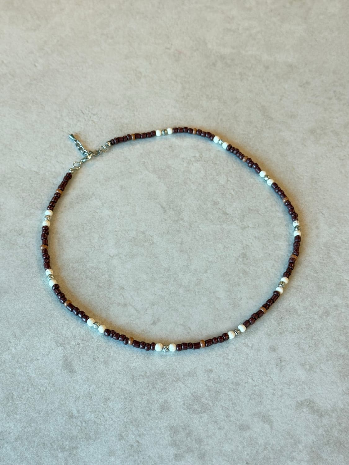 브라운 실버포인트 레이어드 목걸이 상품이미지1