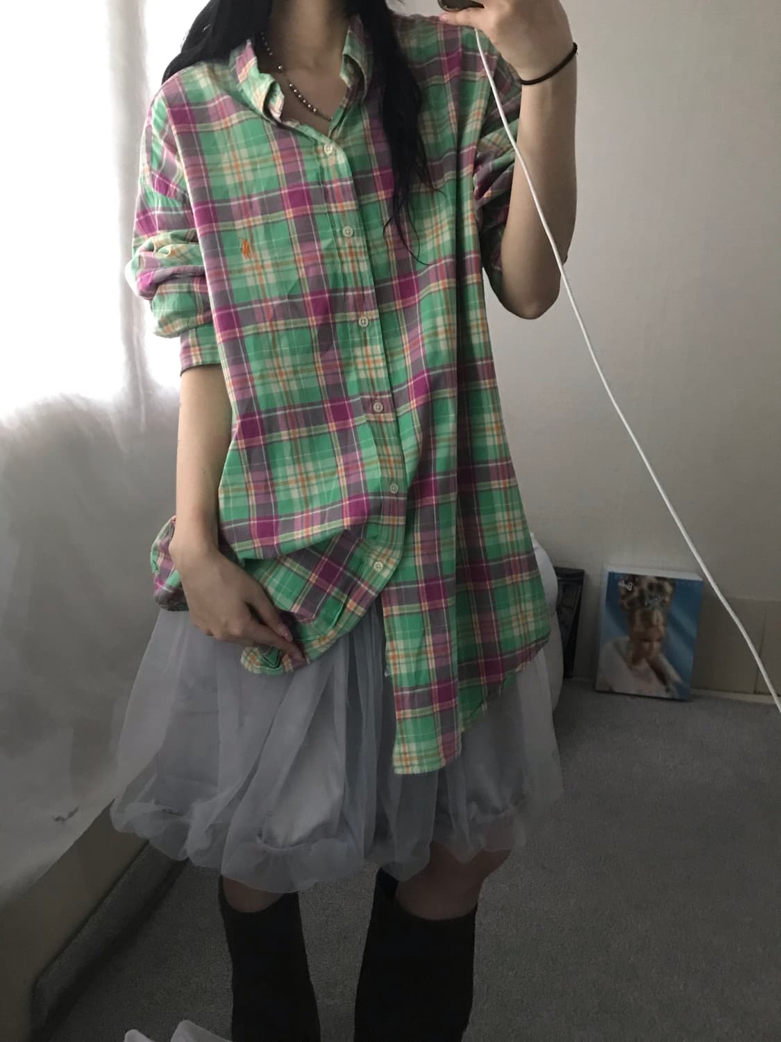 폴로 그린핑크 체크셔츠 상품이미지5