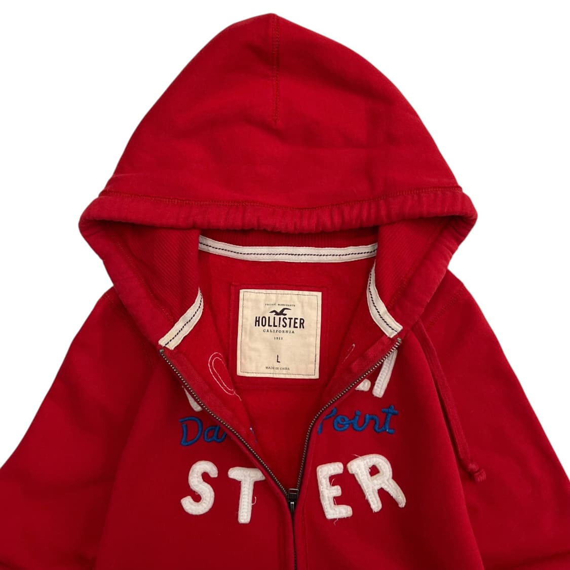 홀리스터 센터로고 레드 후드집업 L 상품이미지5