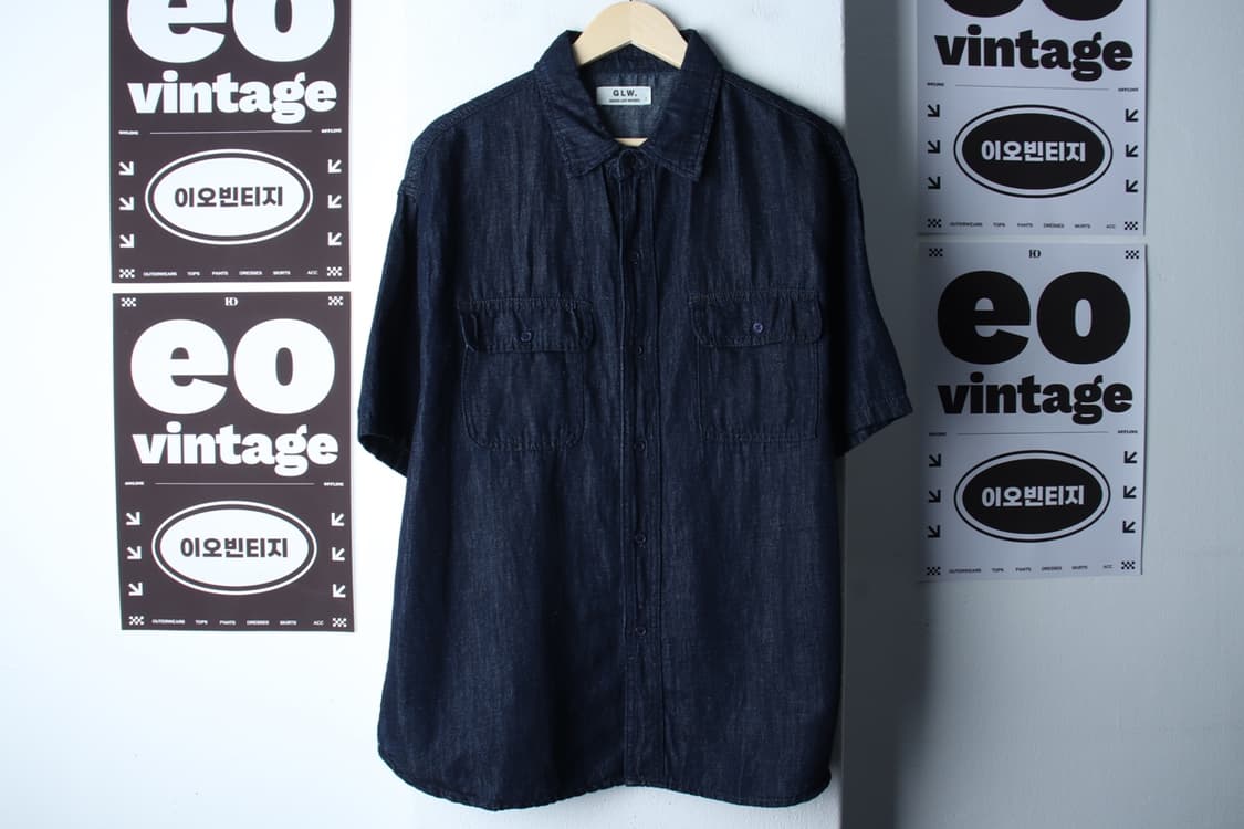 (L-XL) 굿라이프웍스 반팔 카라 티셔츠 셔츠 남방 데님-H32745 상품이미지2