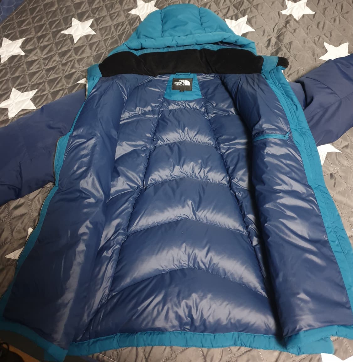 노스페이스 빈티지 덕다운 후드 패딩 블루 (110) 상품이미지4