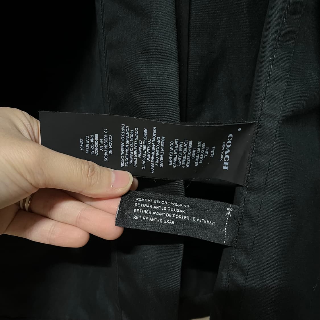 코치(COACH) 블랙 트렌치 코트 S 상품이미지7