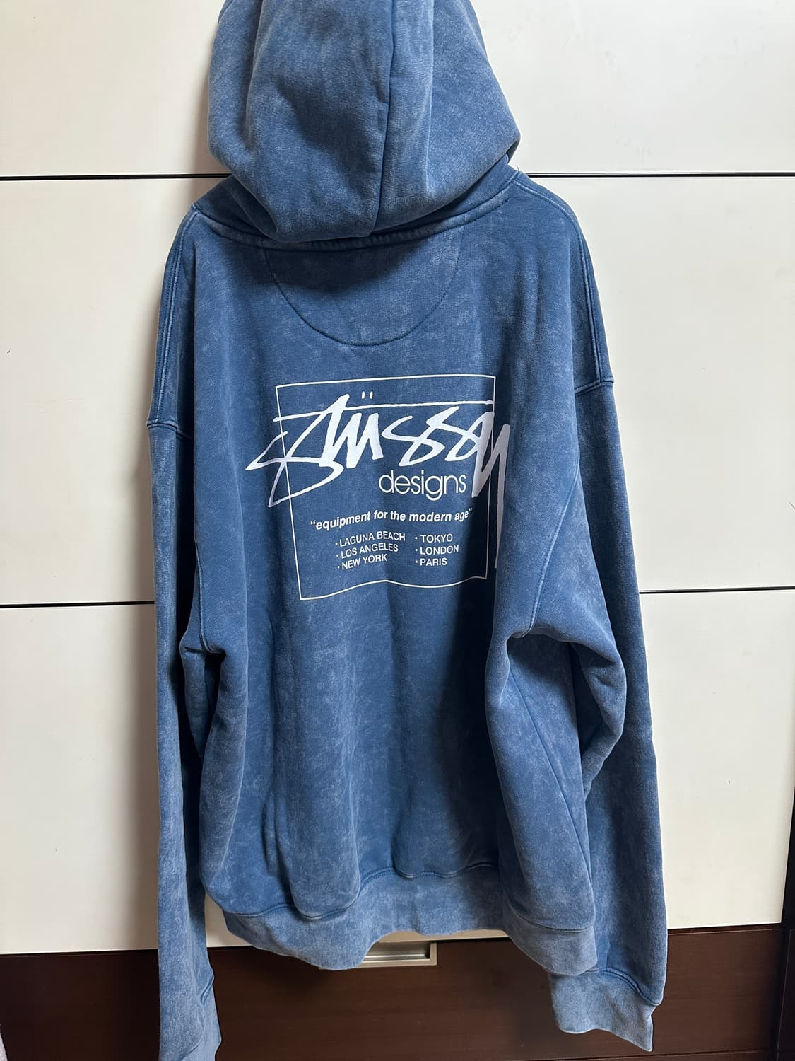 스투시 다이드 워싱 후드티 블루 L 상품이미지5