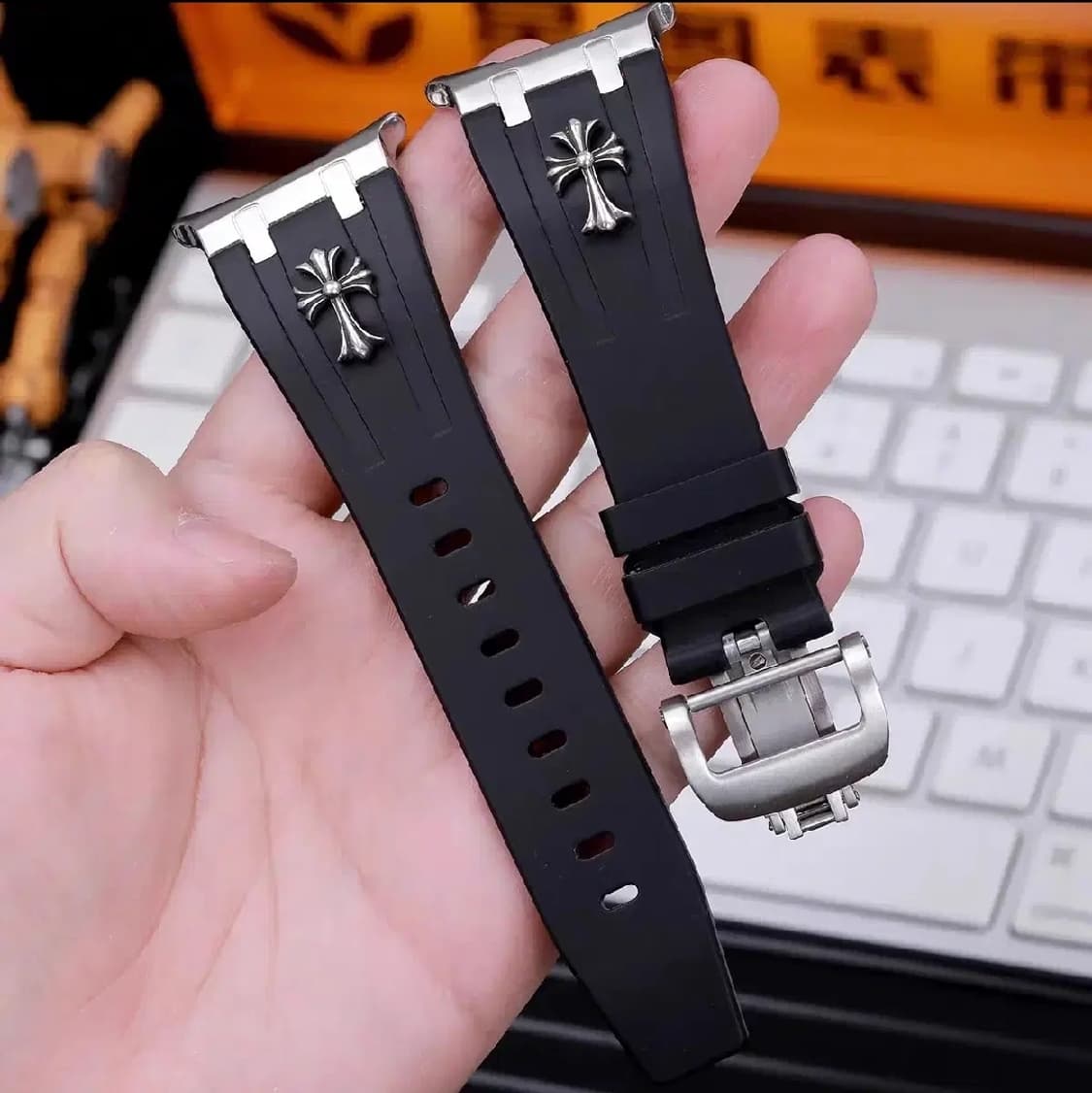 삼성 워치 울트라 47mm 실버 S925+실리콘 커스텀 밴드 상품이미지1