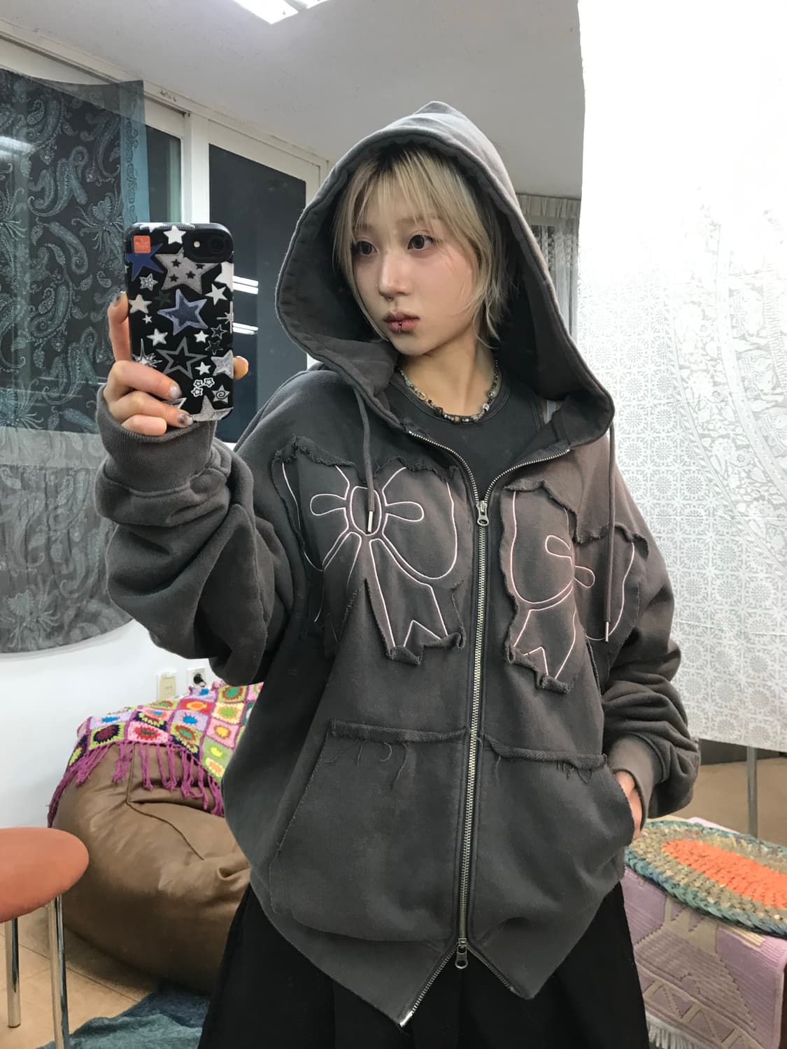 YOUHEE 유희 리본 투웨이 후드집업  상품이미지1