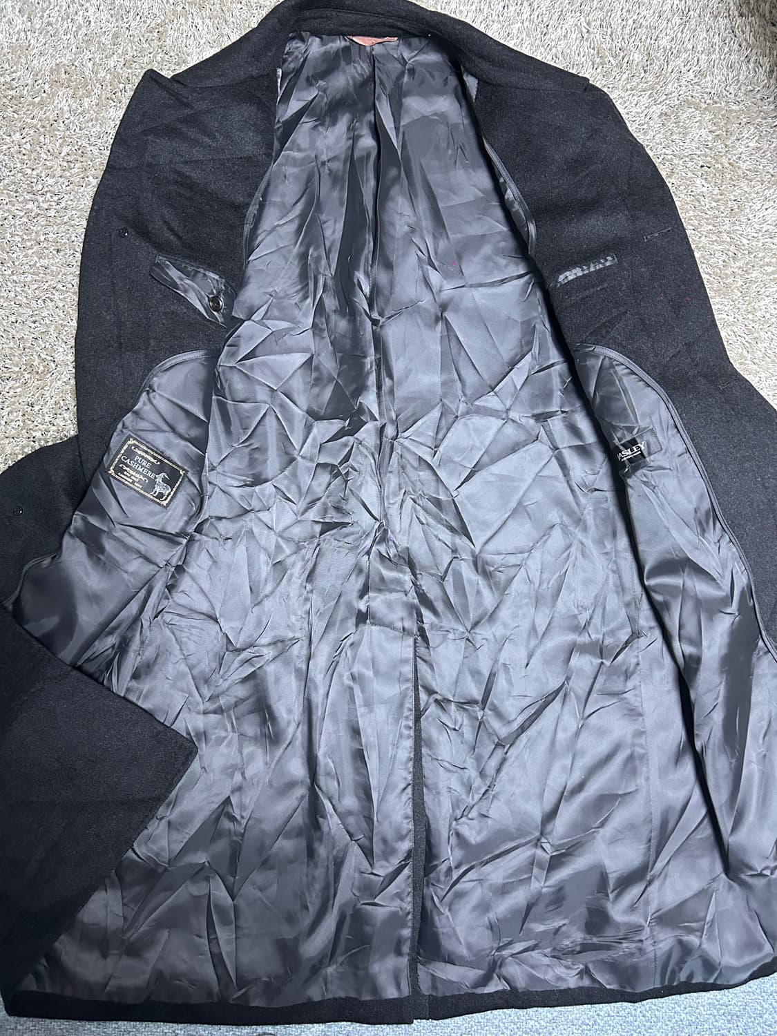 일본판 캐시미어100프로 검정색 코트 사이즈 105~110 상품이미지6