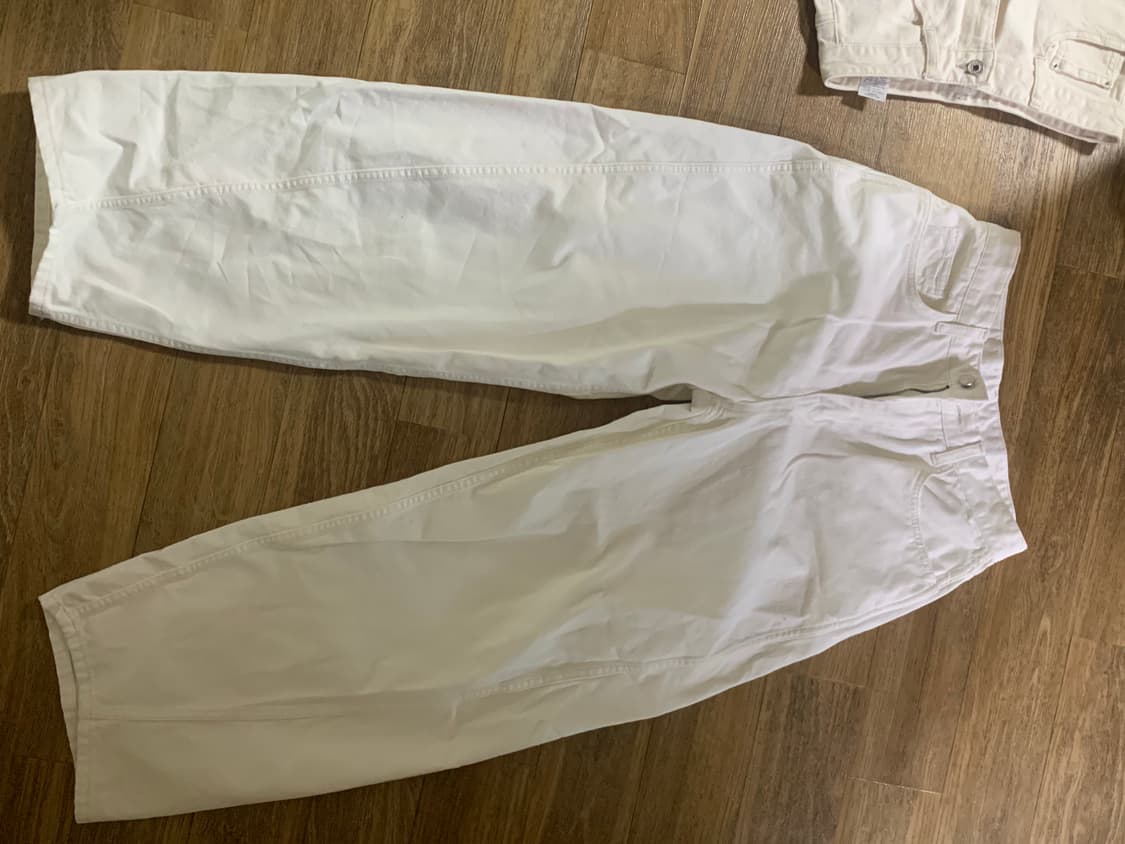 파사드패턴 와이드 테이퍼드 화이트 데님 상품이미지2