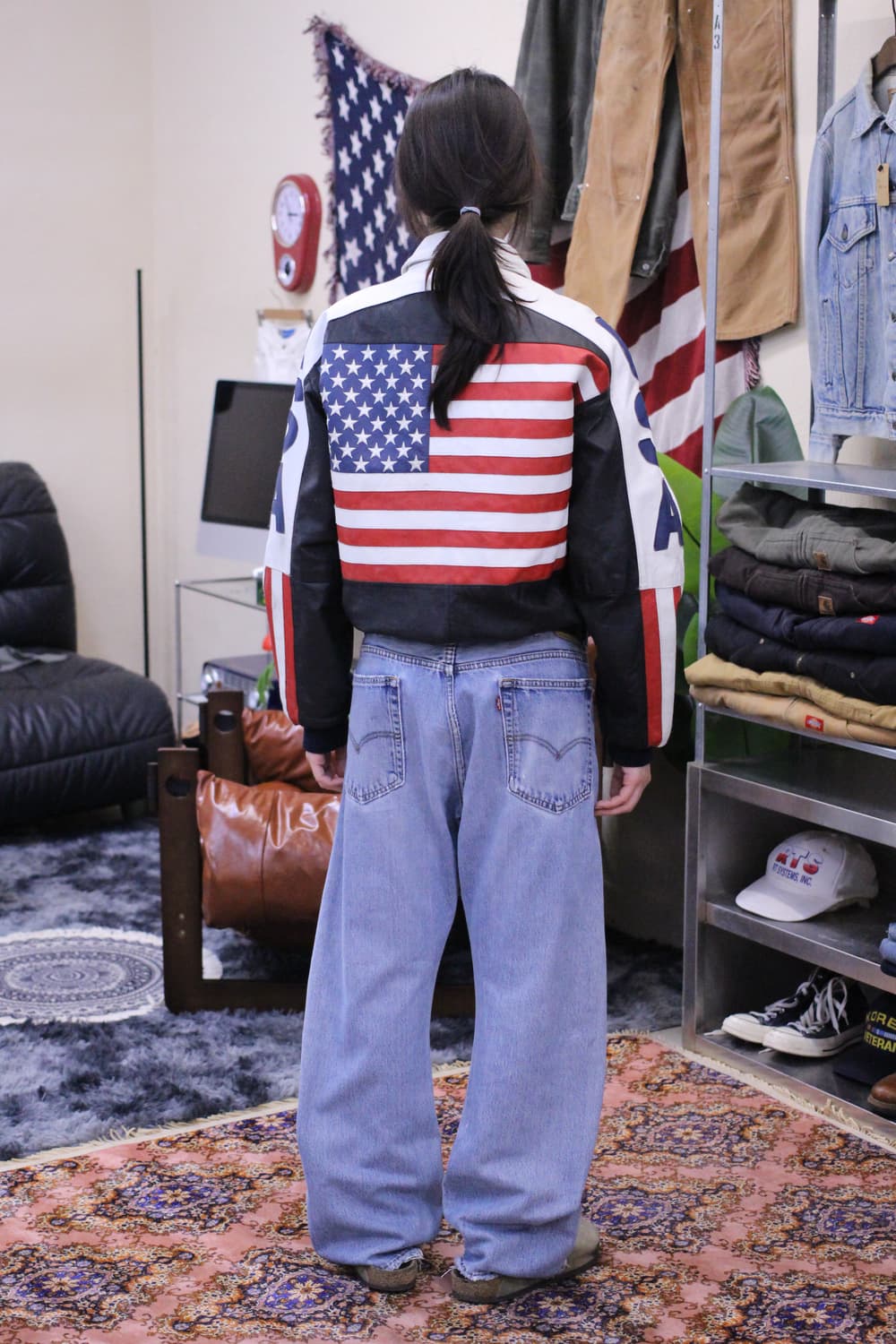 HUMAN BEING Flag Leather Bomber 상품이미지2
