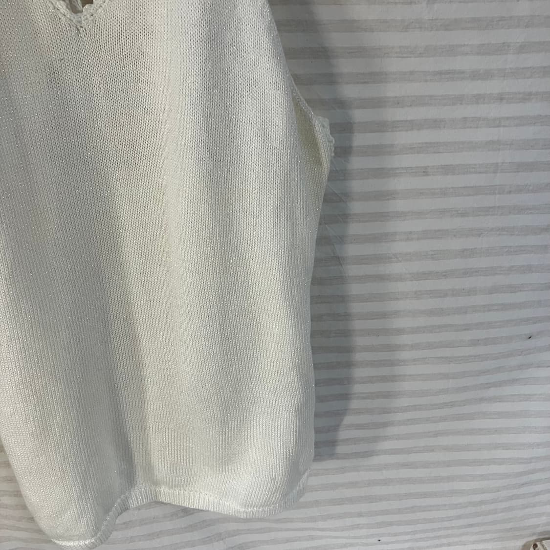 빈티지 아이보리 펄 니트 나시 o-1002 y2k 스트릿 갸루 펑키 일본 상품이미지4