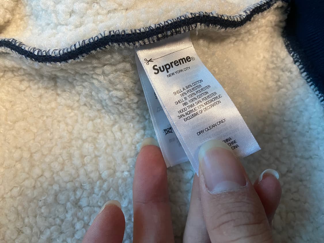 슈프림 포푸 퍼 집업 후드 스웨트셔츠 네이비 상품이미지7