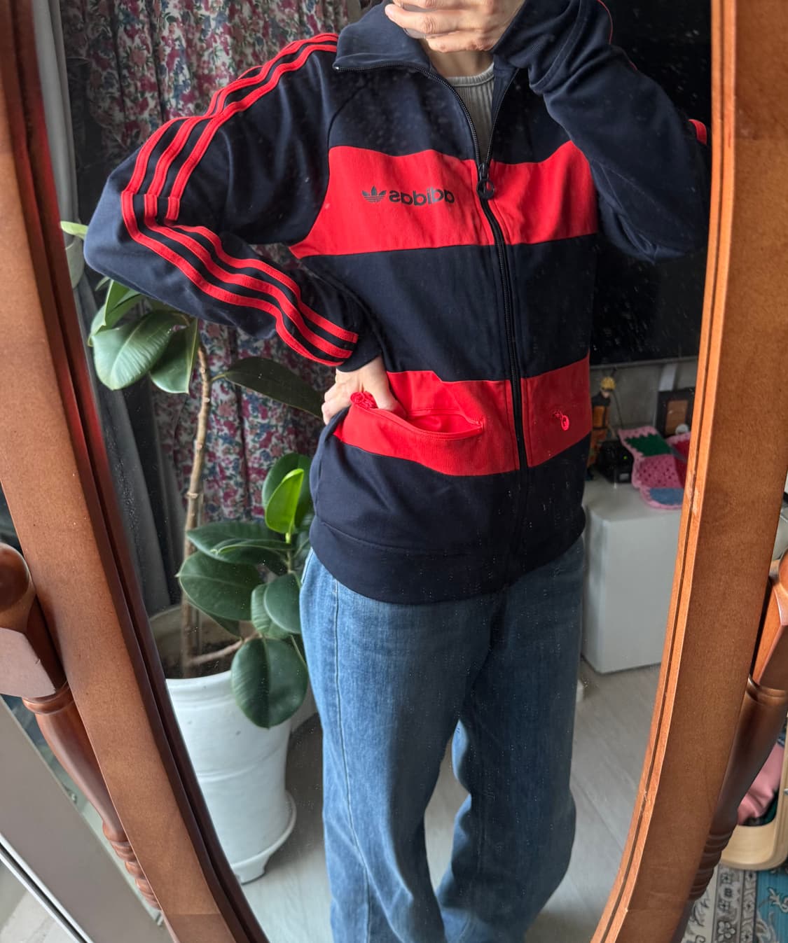 아디다스 베켄바우어 포켓 져지 네이비 다홍 상품이미지2