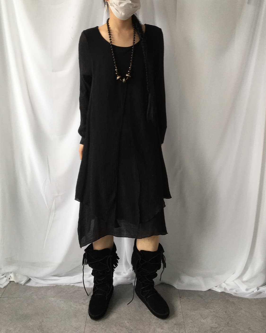 Layered point unbalanced loose fit onepi 상품이미지1
