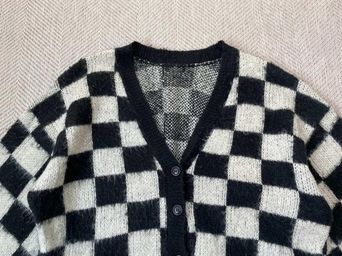 Youance 모헤어 체크보드 가디건  J03723 상품이미지3