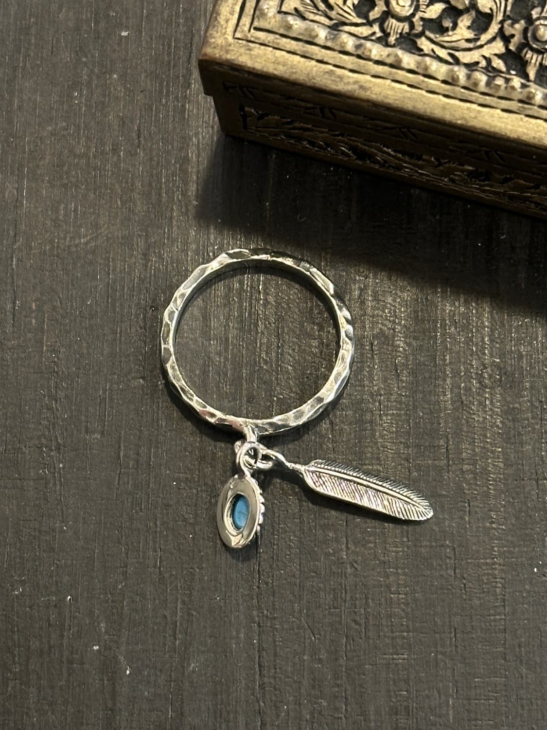Turquoise feather 925silver ring 상품이미지4