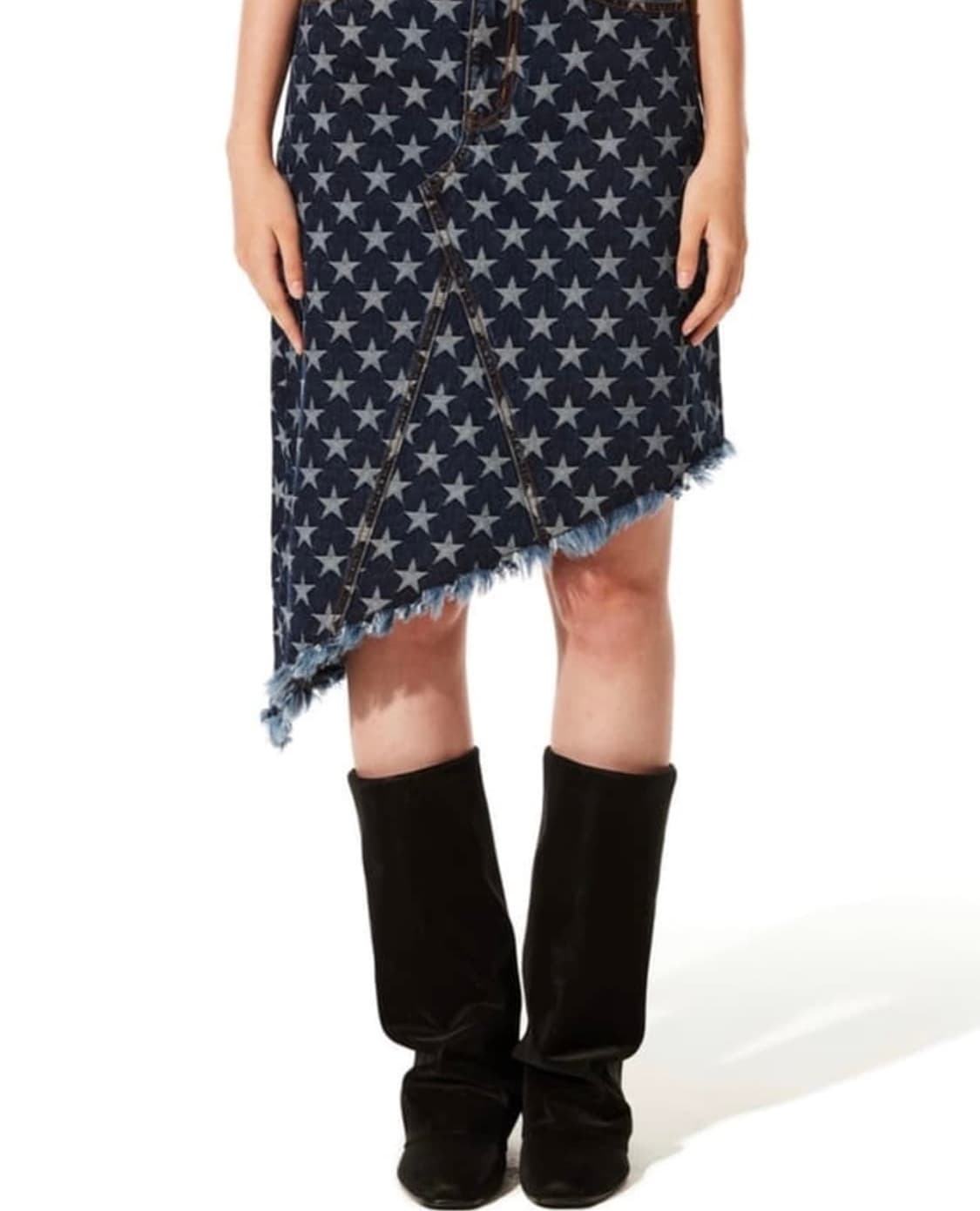 OBLIQUE LONG JACQUARD DENIM SKIRT [BLUE] 상품이미지2