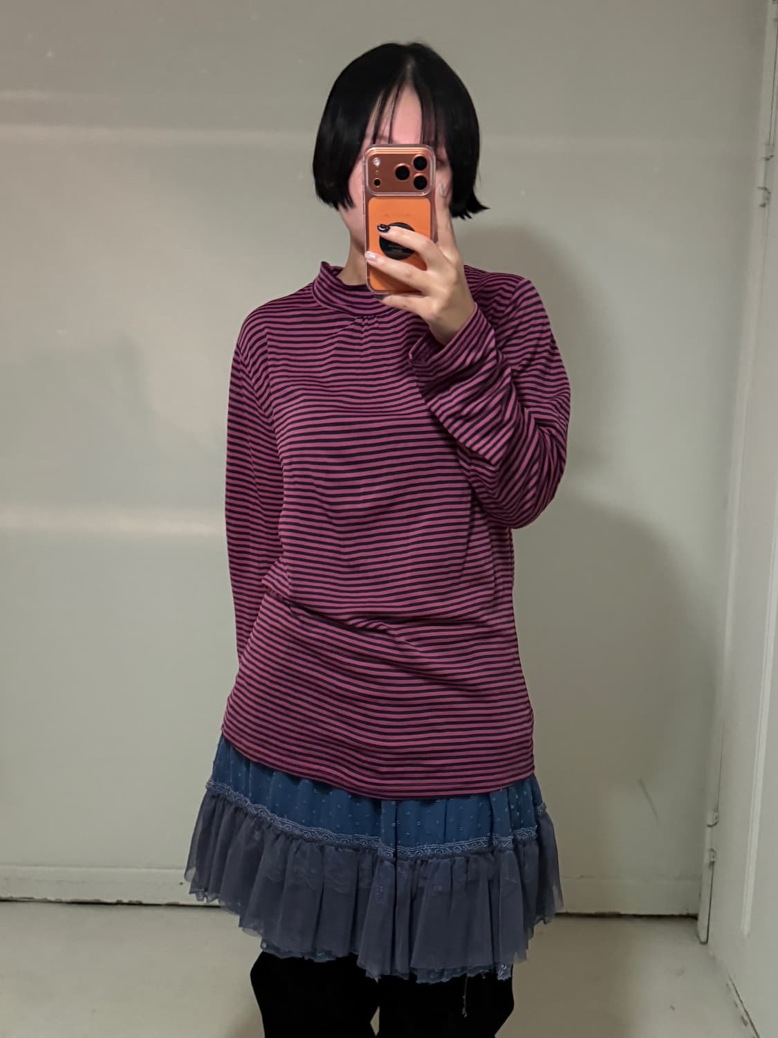 일본빈티지 모리 셔링 터틀넥 롱슬리브 상품이미지2