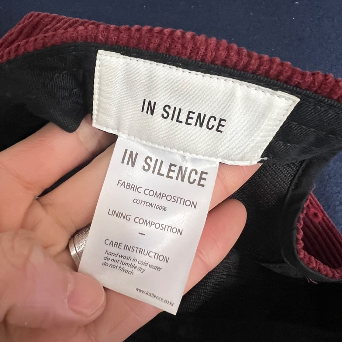 인사일런스 코듀로이 버건디 볼캡 모자 상품이미지4