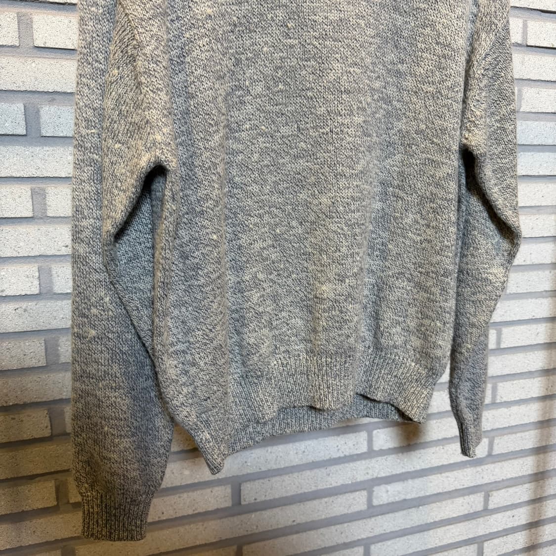 MOSCHINO 모스키노 하프폴라 울 니트 드롭숄더 디테일 멜란지 그레이 상품이미지5