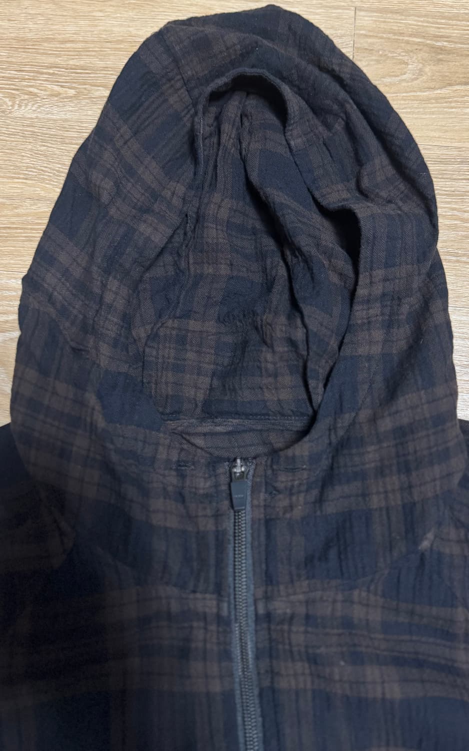 폴리테루 휴먼인덱스 휴먼 체크 후디 파카 브라운 상품이미지4