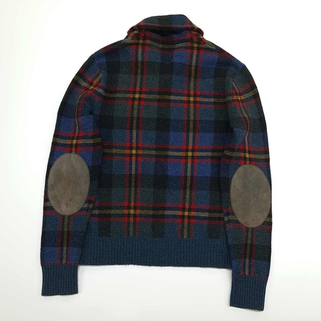 CN980 M 폴로 랄프로렌 타탄 램스울 숄카라 엘보패치 니트 스웨터 상품이미지6