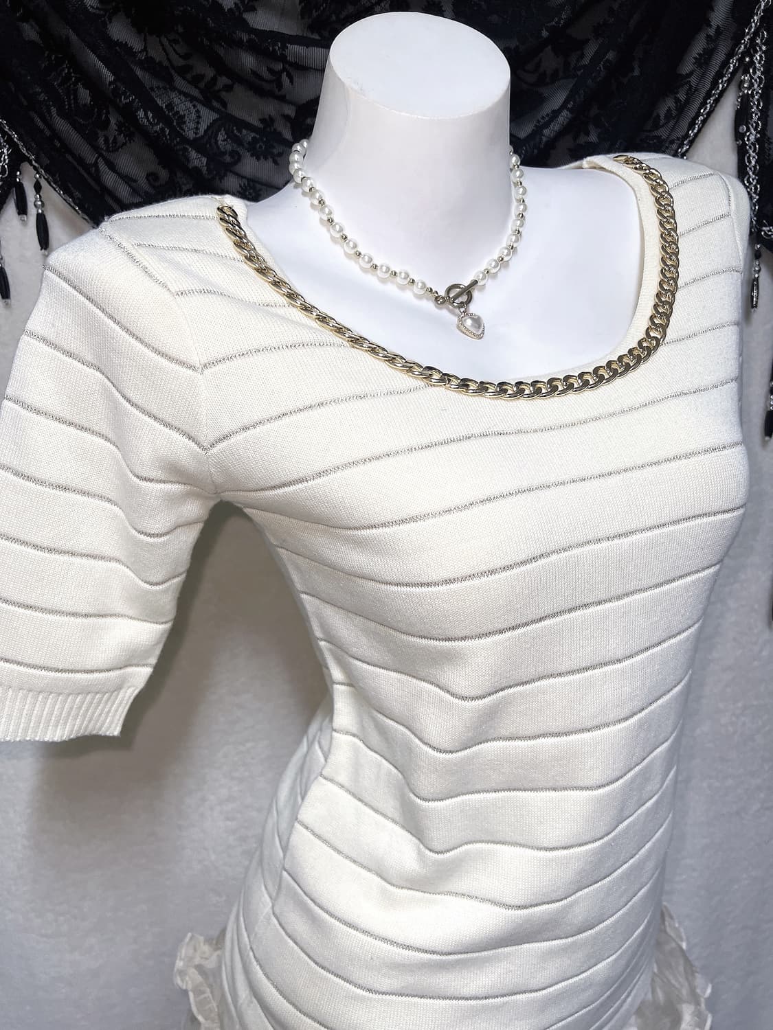 라디 rady 오네갸루 로맨틱 히메 베메클 금장 체인 니트 로걀탑 핀터 상품이미지3