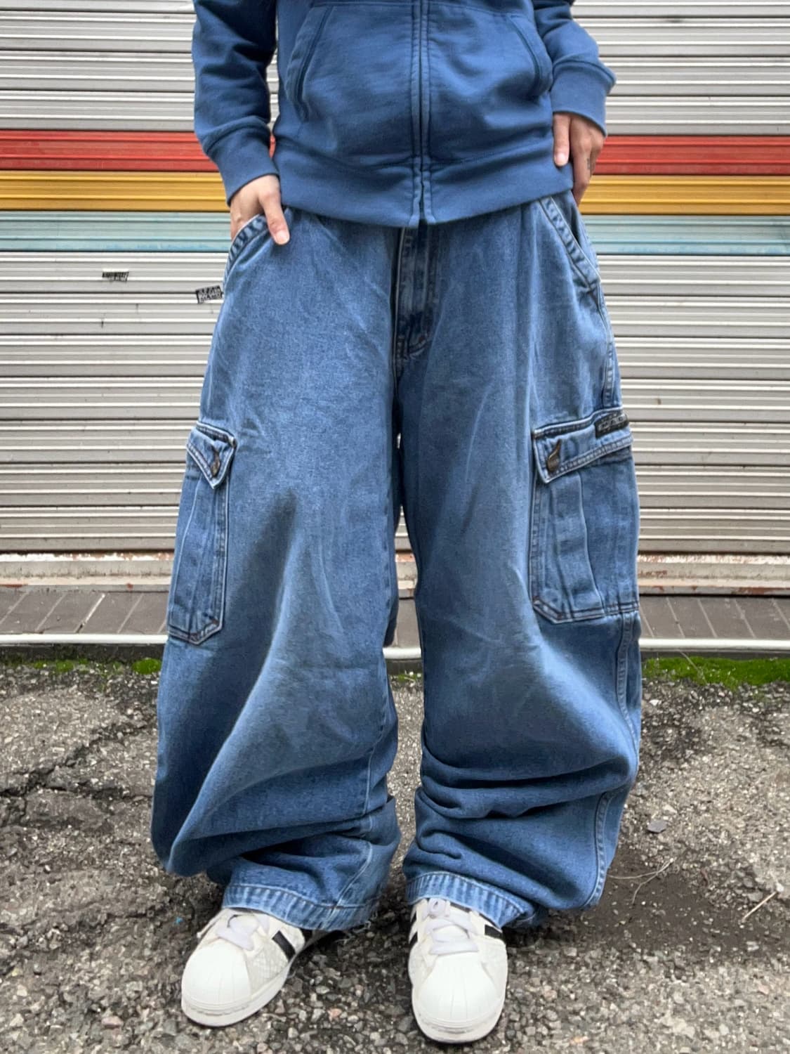 90s 빈티지 데님 카고 와이드팬츠 상품이미지3