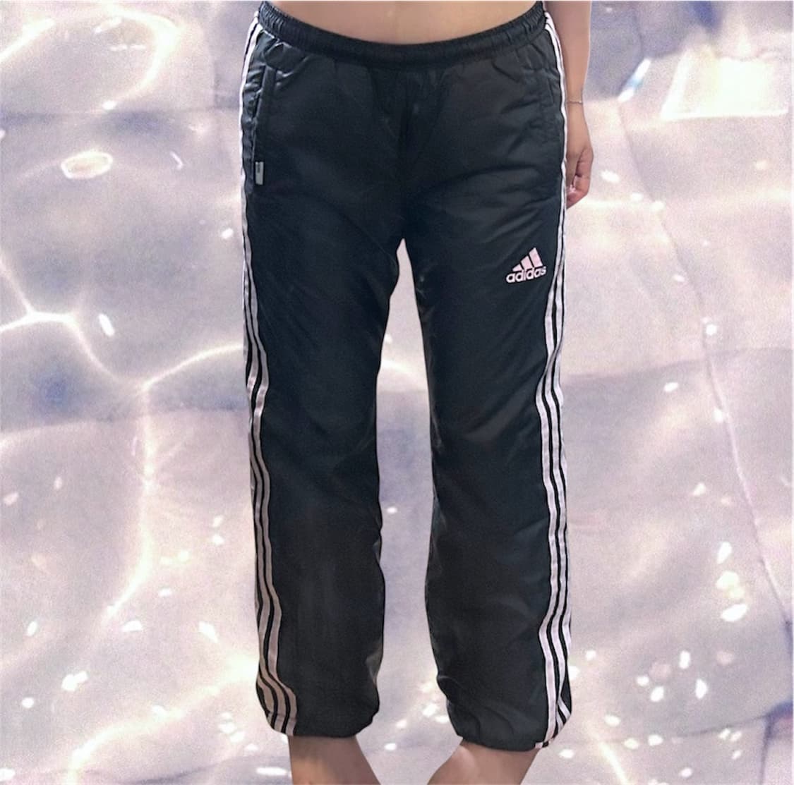 00s 아디다스 대장급 일본판 블랙 핑크 삼선 기모 트랙 팬츠 S  상품이미지3