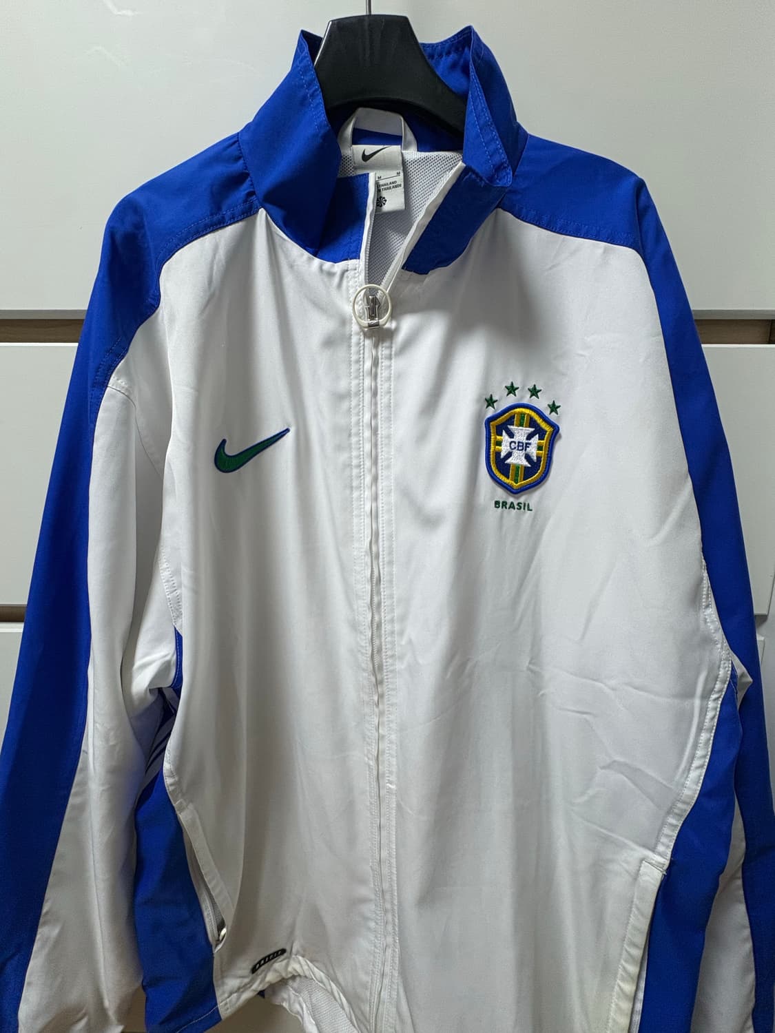나이키 브라질 1998 리이슈 사커 레플리카 트랙 자켓 화이트 m 사이즈 상품이미지2