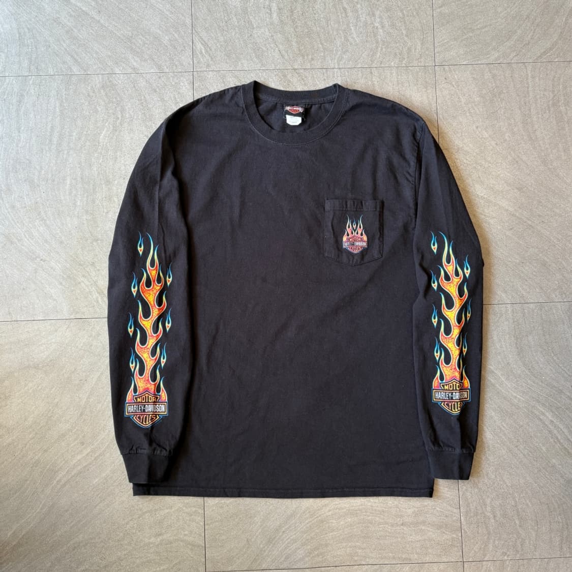할리데이비슨 정품 블랙 긴팔 플레임 티셔츠 롱슬리브 상품이미지1