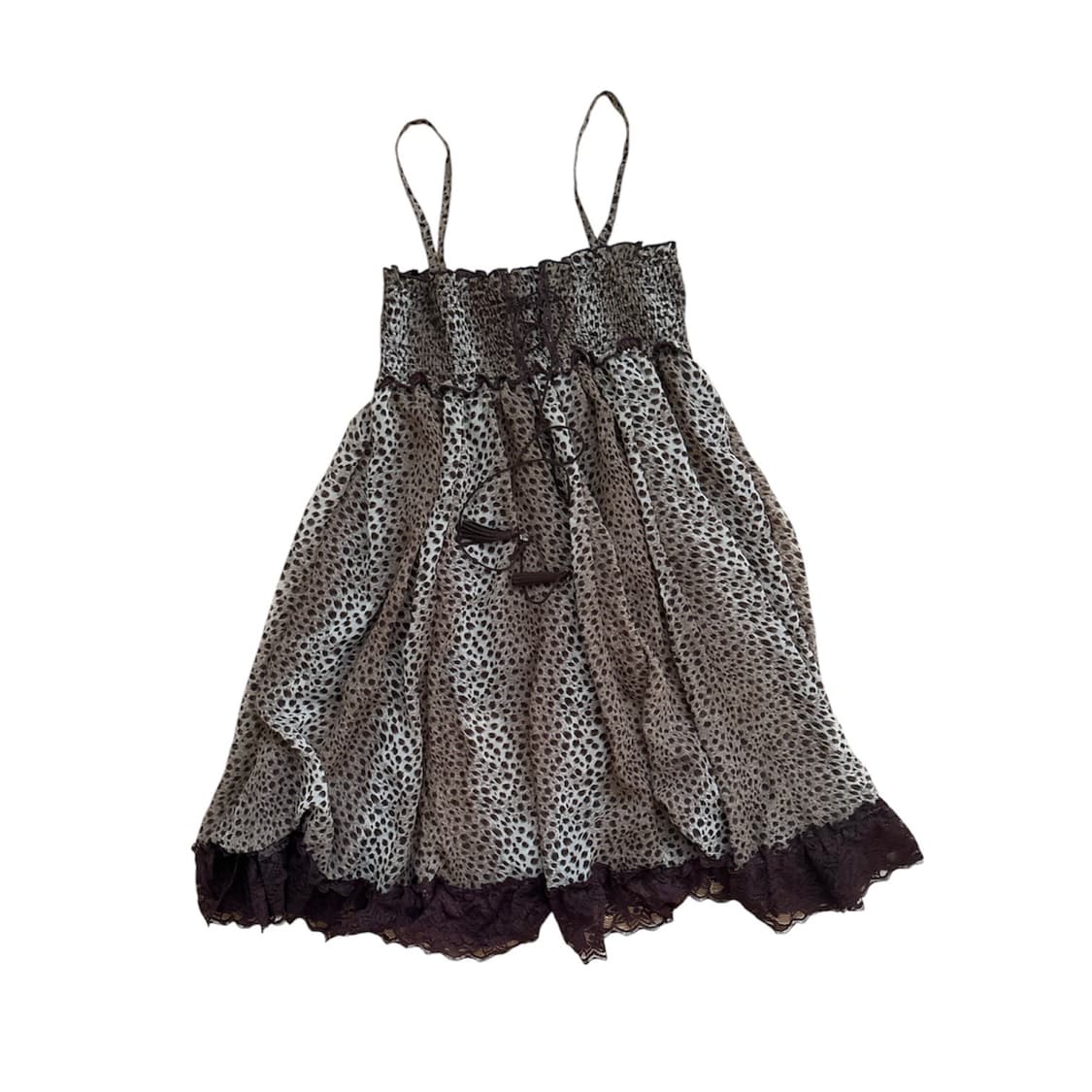 호피무늬 갸루 레이스 나시 원피스 상품이미지1