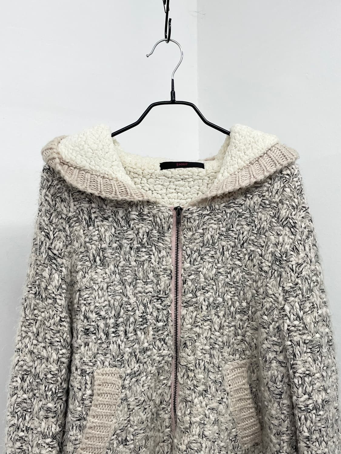 딸기라떼 폭닥 니트 후드집업 상품이미지6