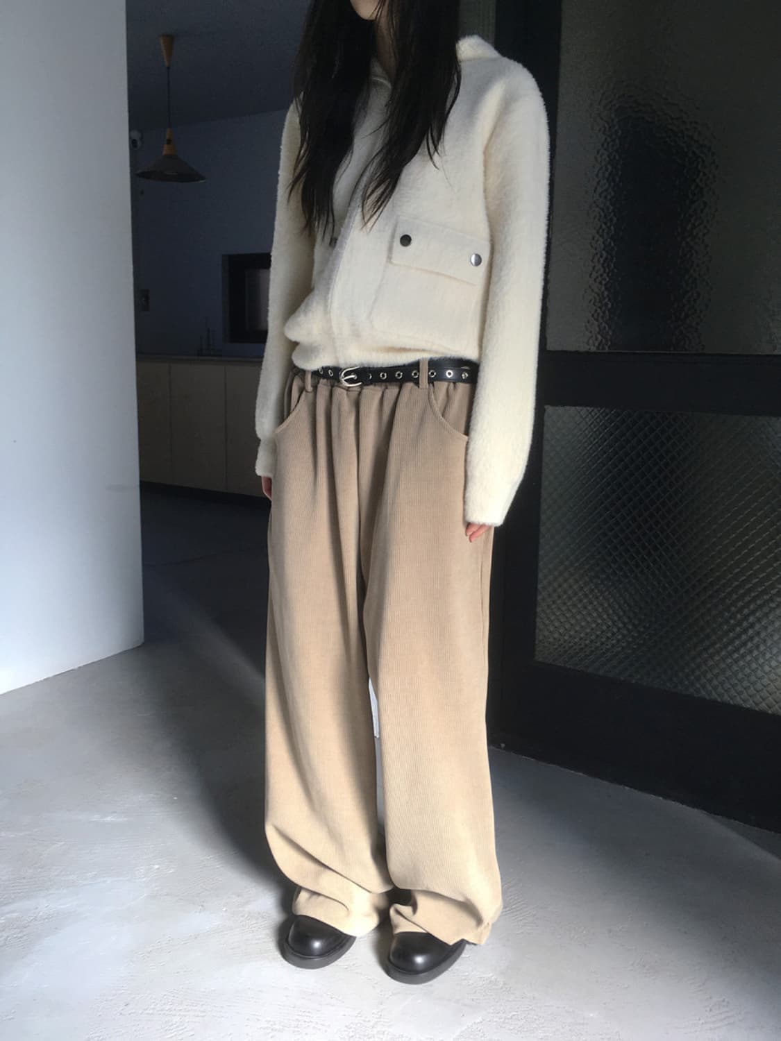 미엔느 mienne 하디 헤어리 후드 니트집업 상품이미지3