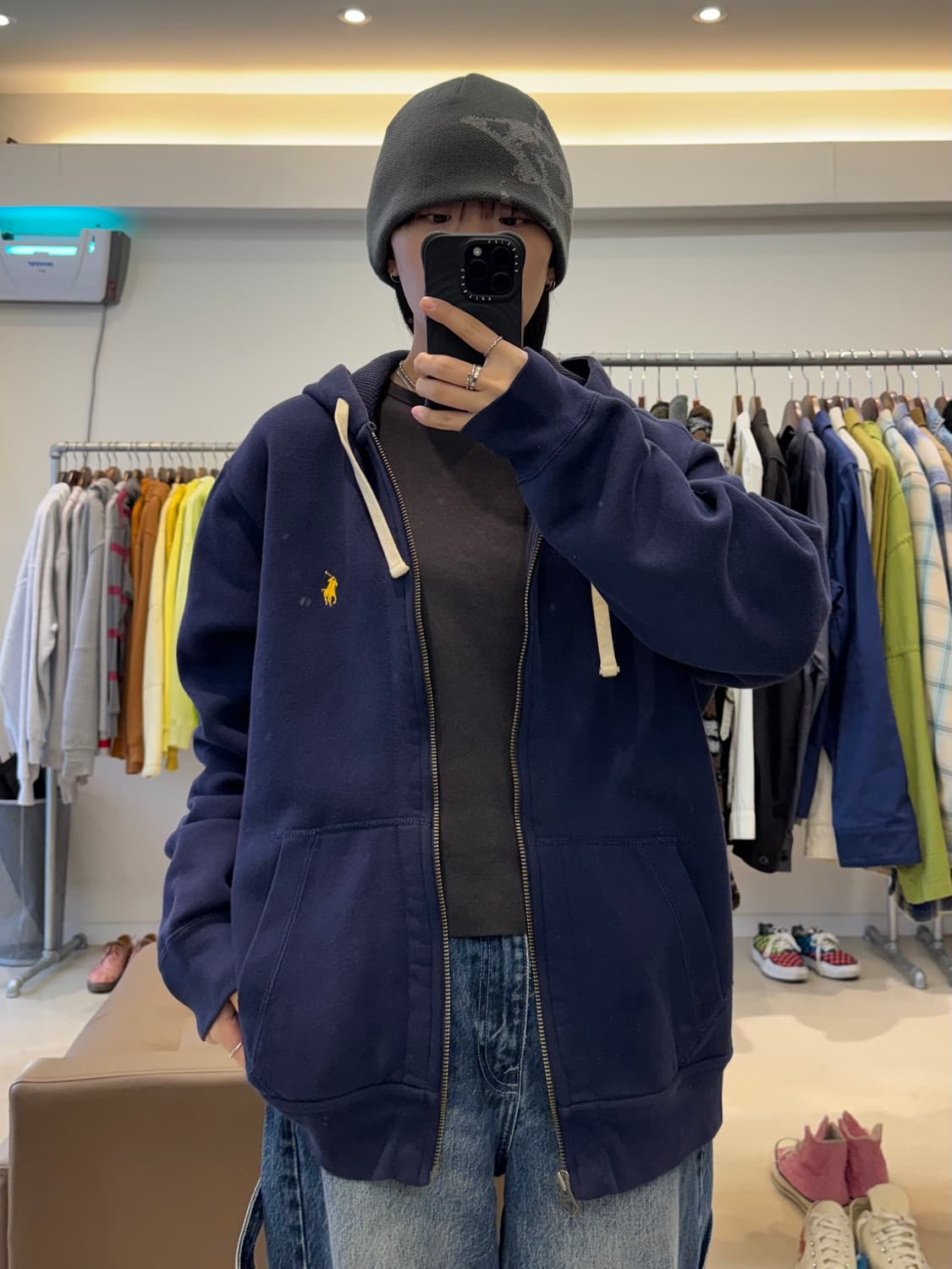 폴로 랄프로렌 와플 기모 후드 집업 상품이미지7