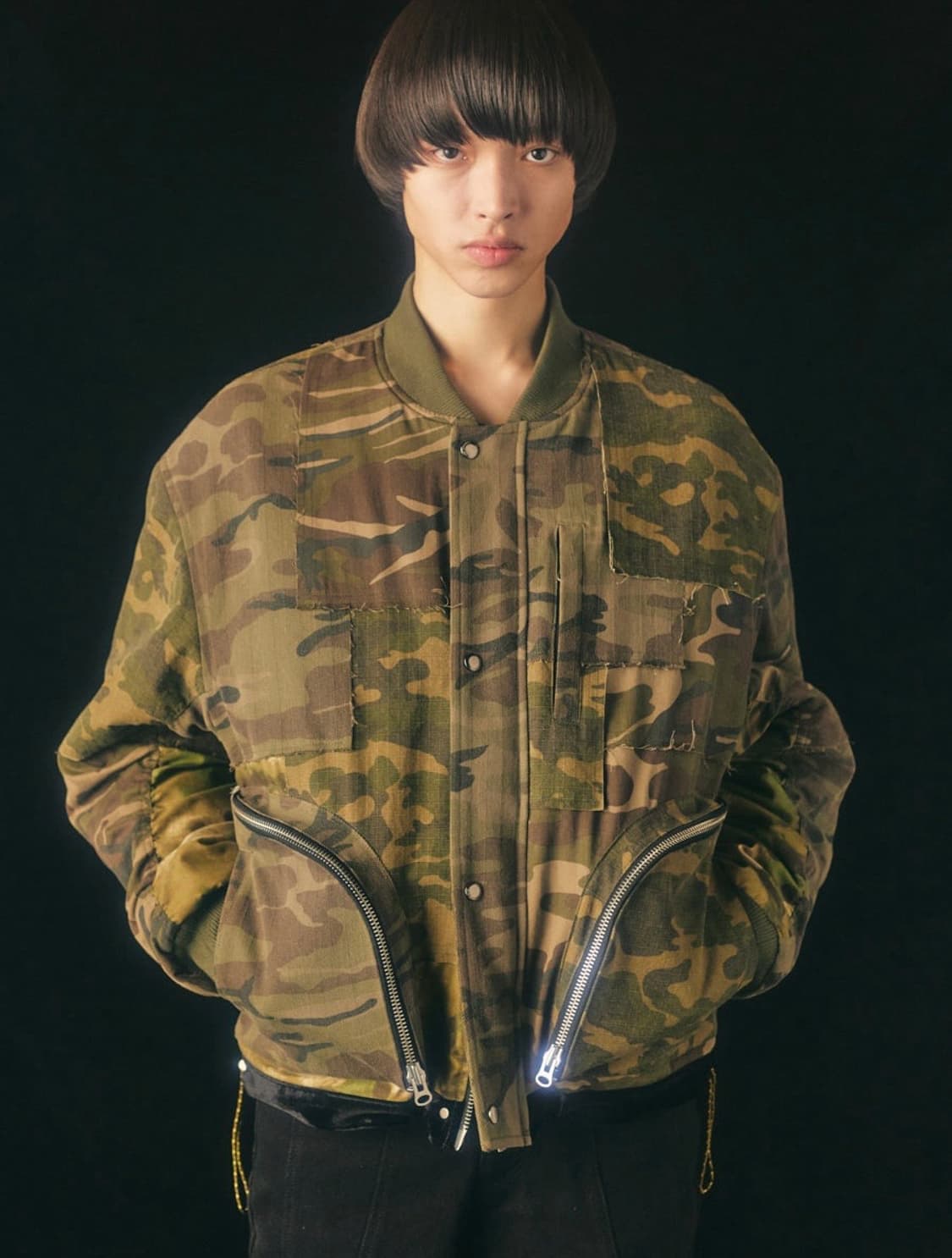 앤더슨벨 카모 패치워크 봄버 자켓(L) 상품이미지1