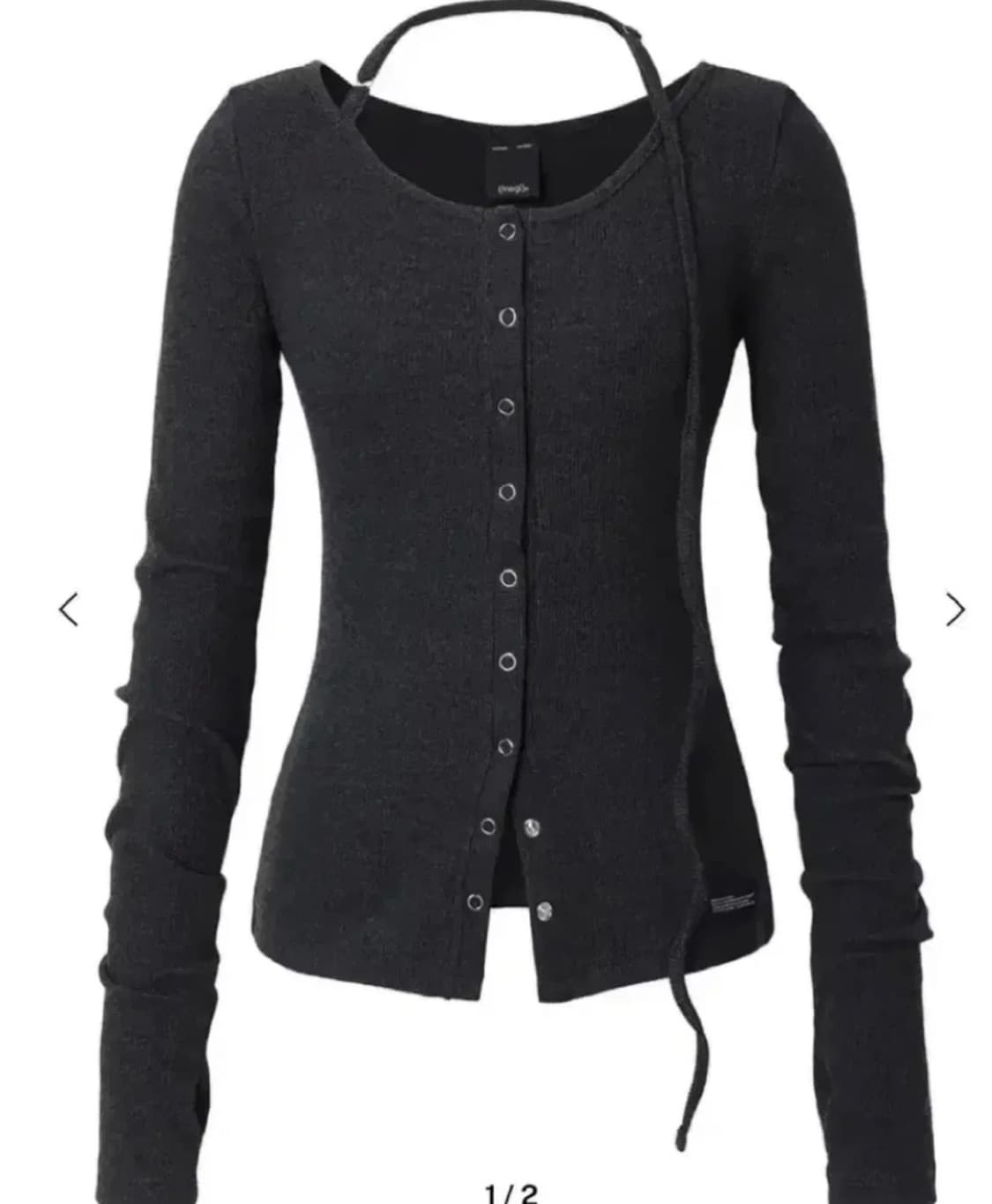 이네기 버클 스트랩 가디건 차콜 상품이미지1