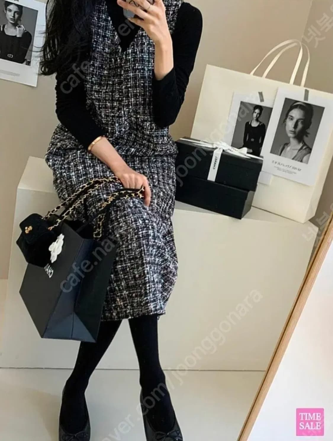 DAILYLOOK 데일리룩 샤네트위드 브이넥 원피스 상품이미지1