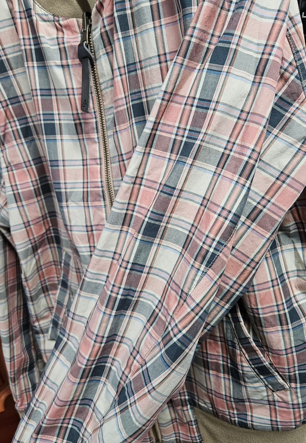 유니클로 JW Anderson리버시블 블루종 집업 점퍼/핑크 체크무늬 상품이미지7