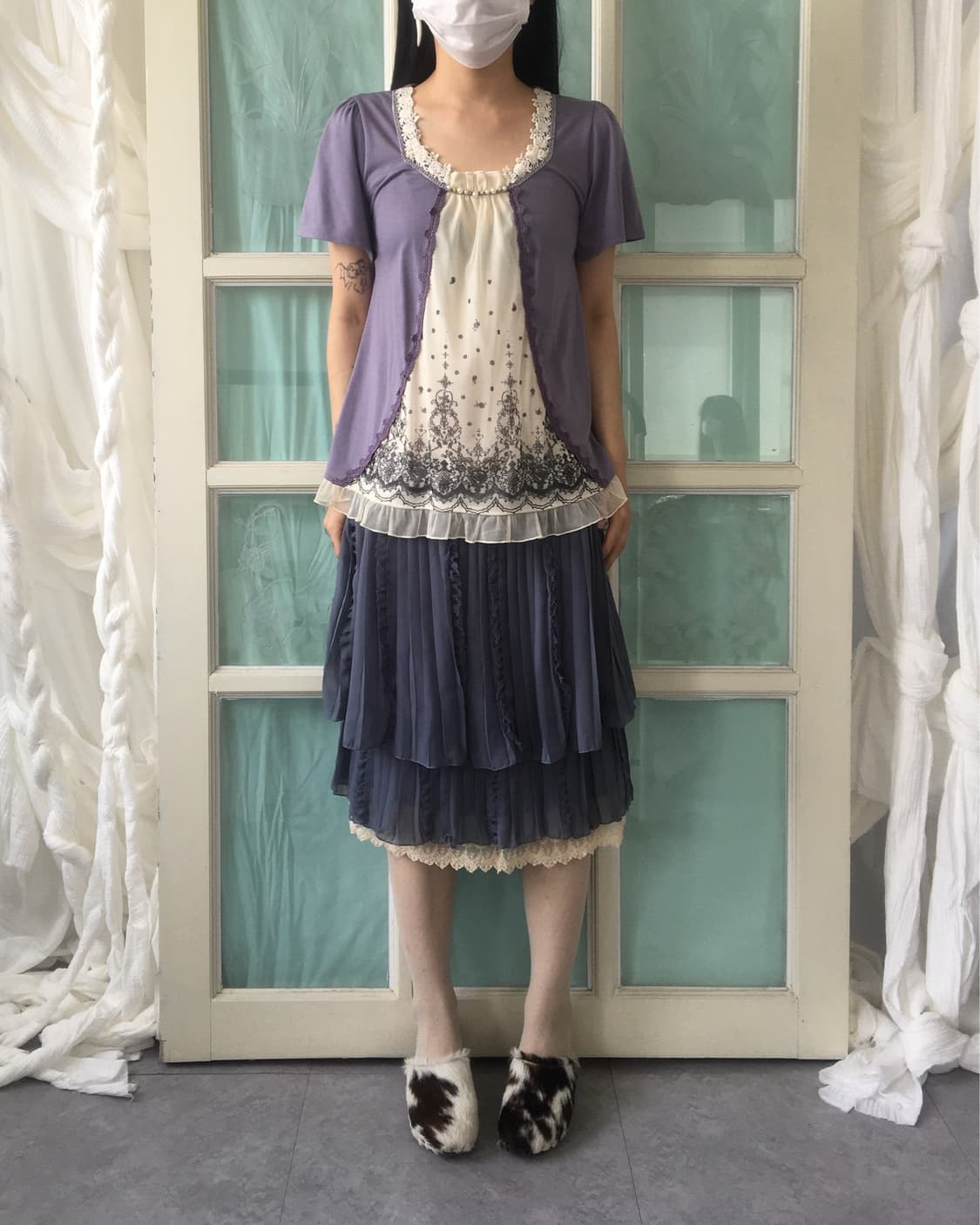 Axes femme layered point blouse 상품이미지2
