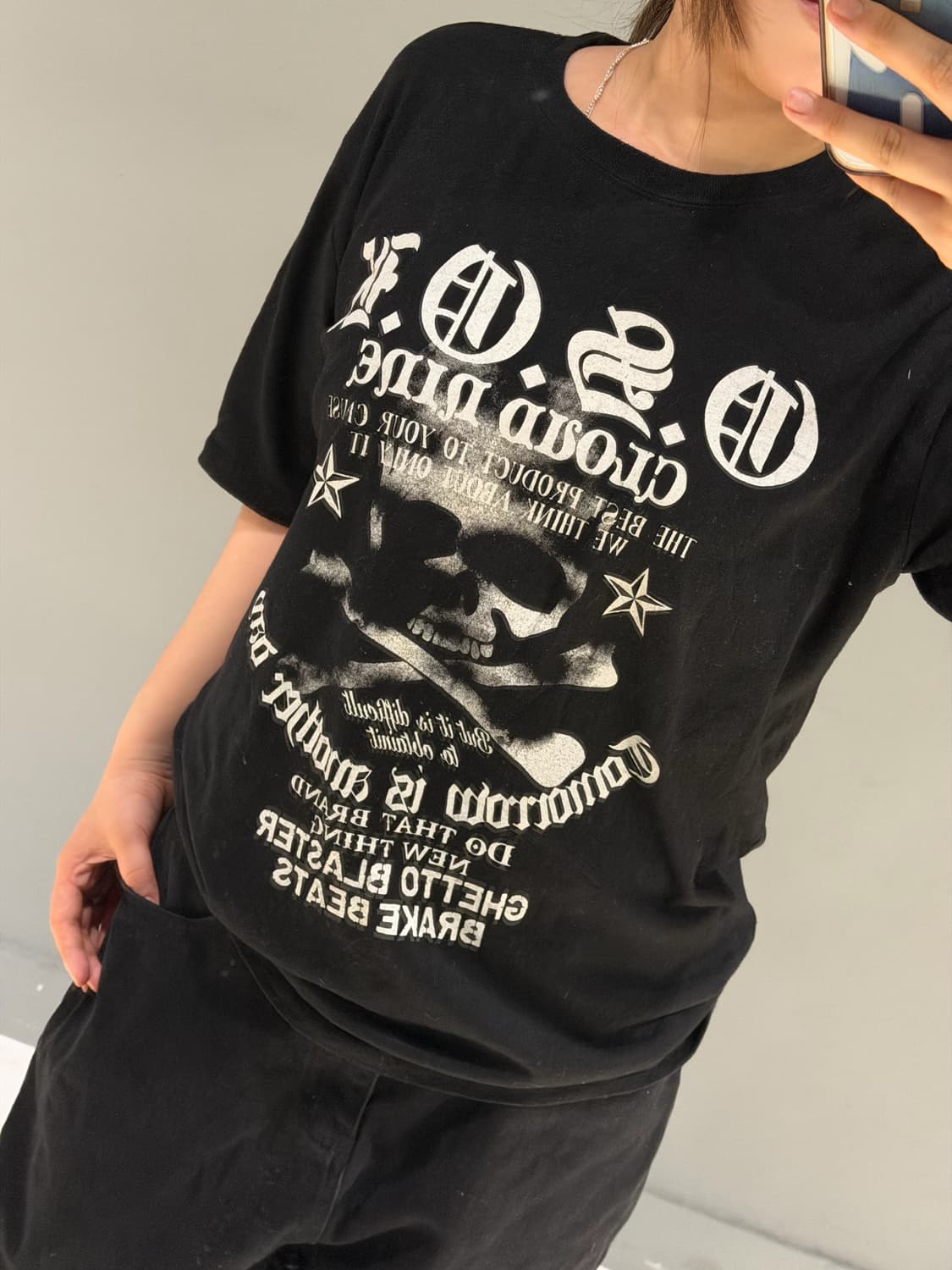 Skull printing detail oversized top 상품이미지2