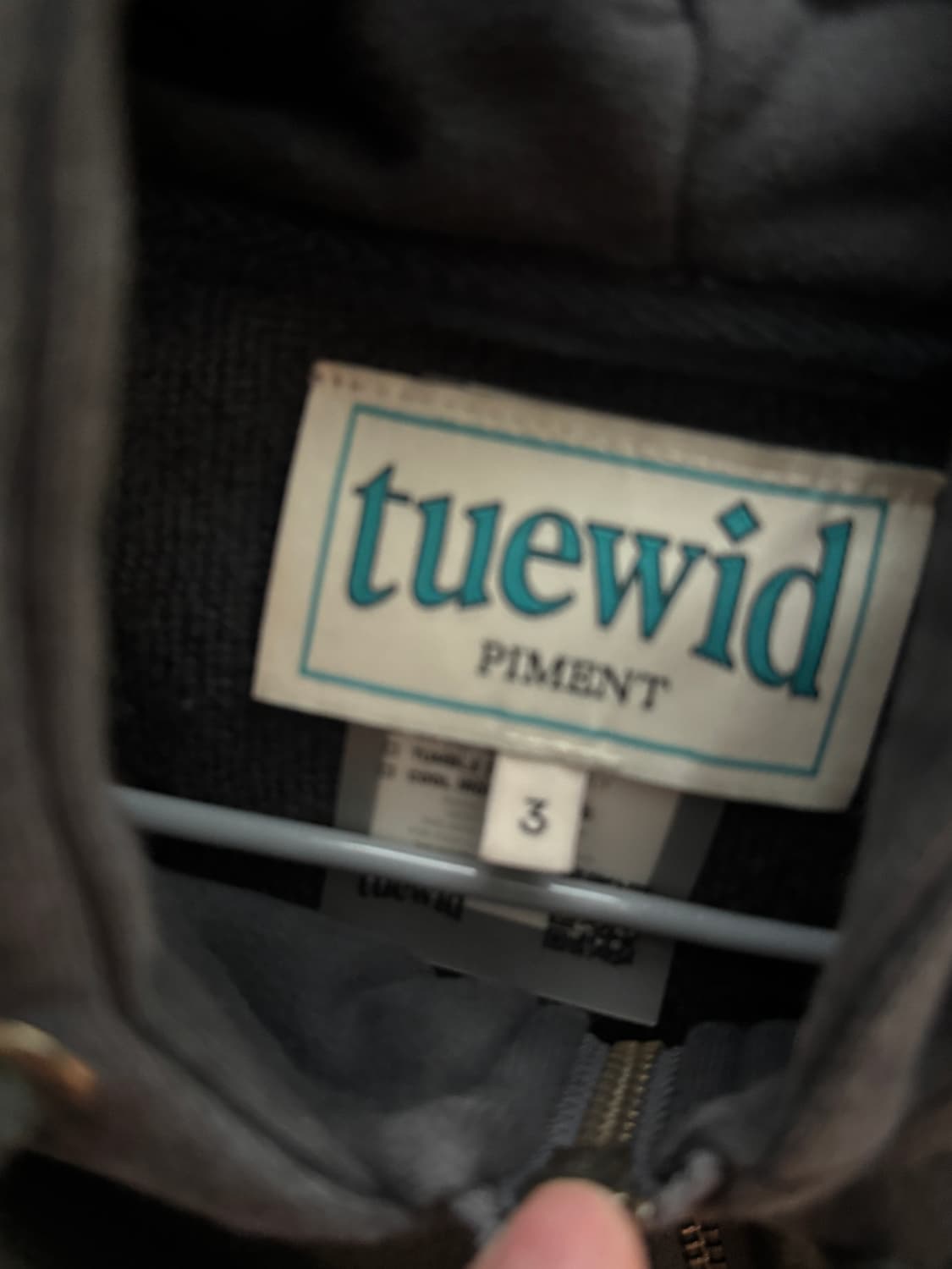 tuewid 트위드 PIMENT 다크그레이 후드 집업(김원중착용) 상품이미지3