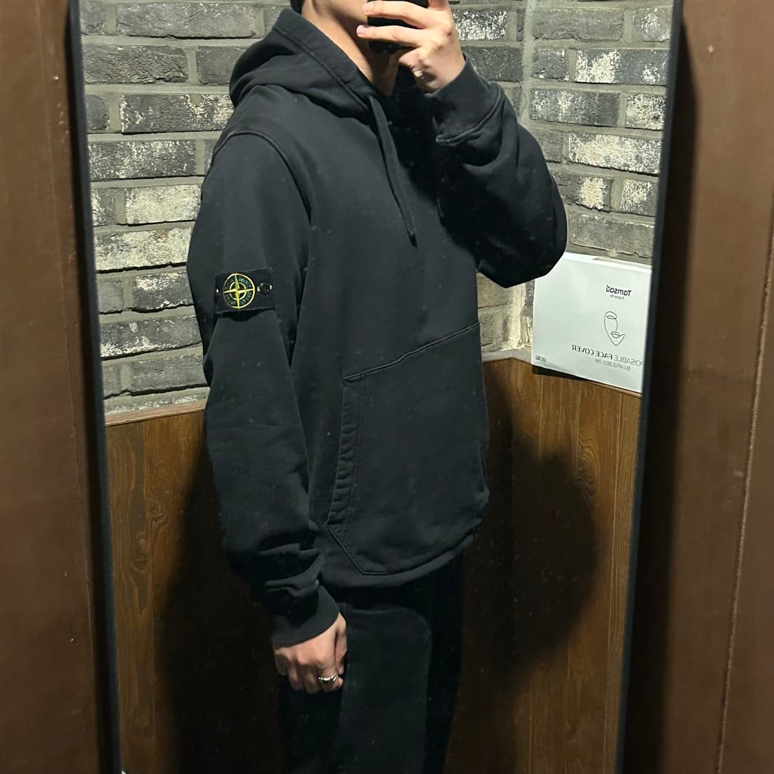 XXL) 스톤아일랜드 와펜 블랙 스웨트 후드티 상품이미지9